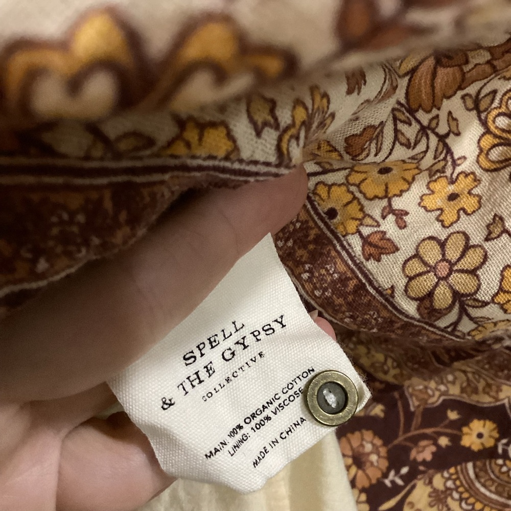 SPELL and the Gypsy Sundown Mini Dress in Spice Print Dress in Yellow and Brown - Picture 10 of 11